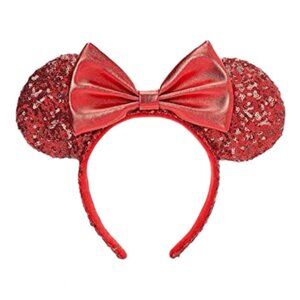 Disney Parks Minnie Mouse Red Sequin Ear Headband